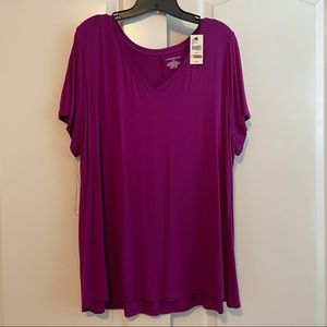 Lane Bryant NWT Purple V Neck Short Sleeve Tee